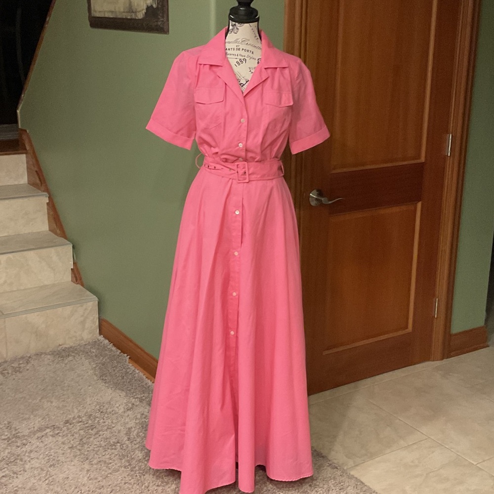 STAUD Pink Button-Up Maxi Dress, Size 0